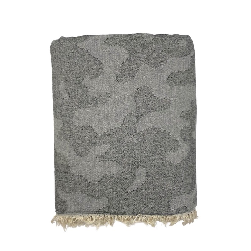 Thumbnail of Camo Fleece Lined Throw - Charcoal / Grey image