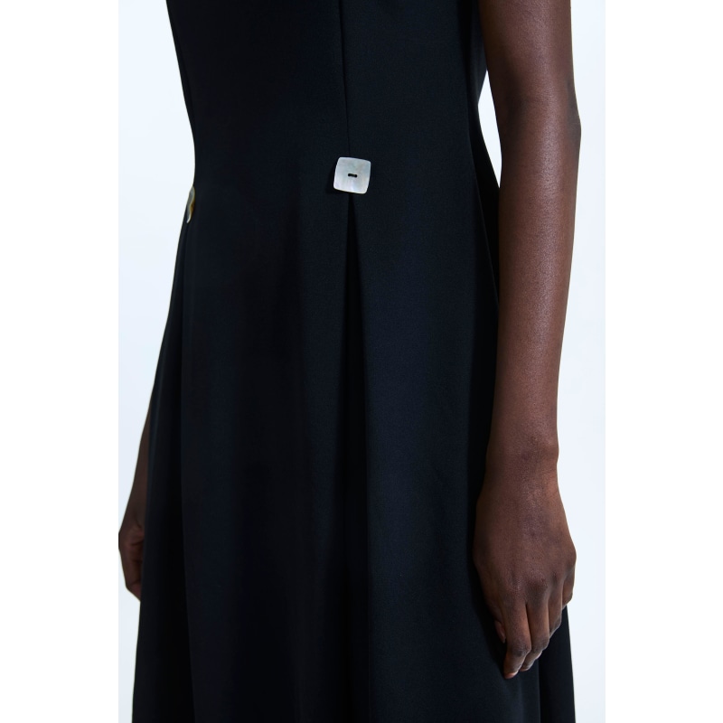 Thumbnail of Cap Sleeve Button Midi Dress Black image