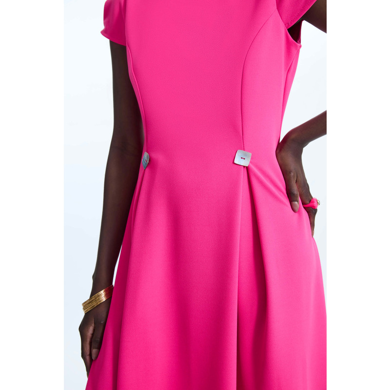 Thumbnail of Cap Sleeve Button Midi Dress Fuchsia image