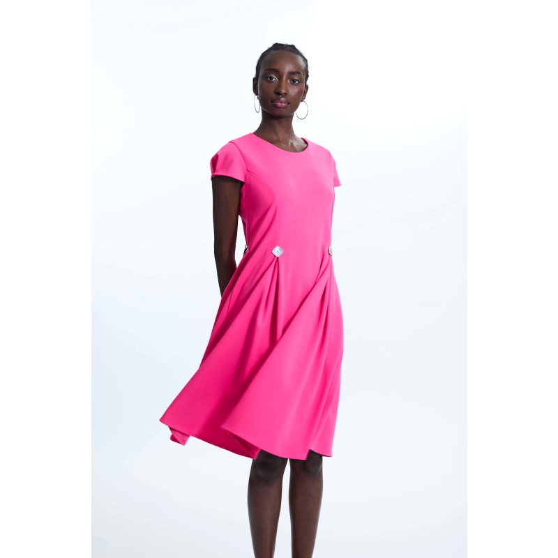 Thumbnail of Cap Sleeve Button Midi Dress Fuchsia image