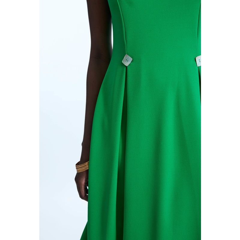 Thumbnail of Cap Sleeve Button Midi Dress Green image