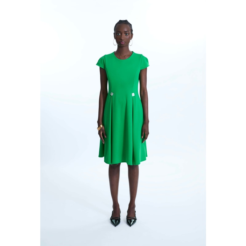 Thumbnail of Cap Sleeve Button Midi Dress Green image