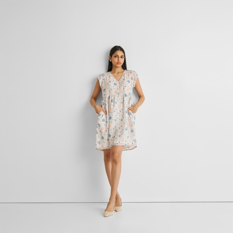 Thumbnail of Cap Sleeved Short Dress In Florals image