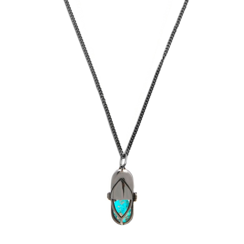 Thumbnail of Capsule Crystal Pendant - Black Sterling Silver - Turquoise image