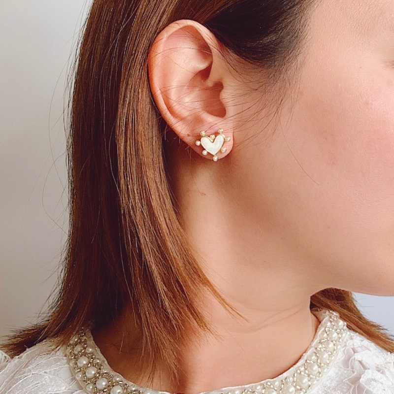Thumbnail of Cara Heart Pearl Earrings image