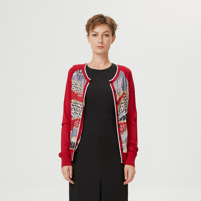 Thumbnail of Cardigan Printed In Front -Red image
