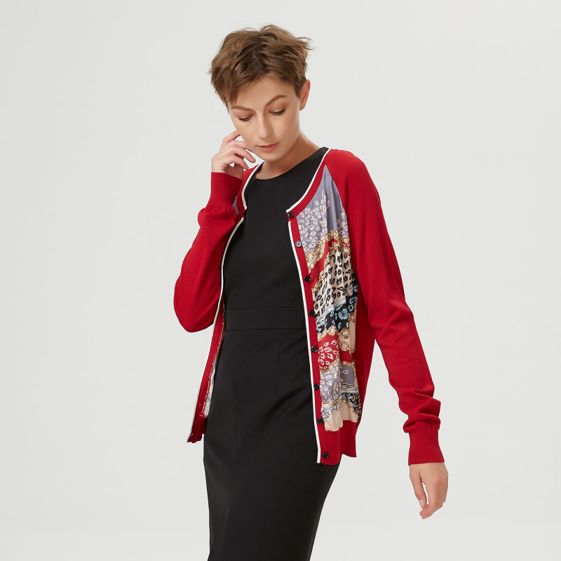 Thumbnail of Cardigan Printed In Front -Red image