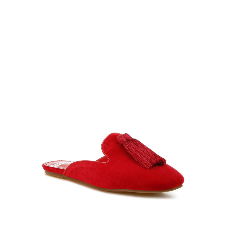 Red velvet mules cheap