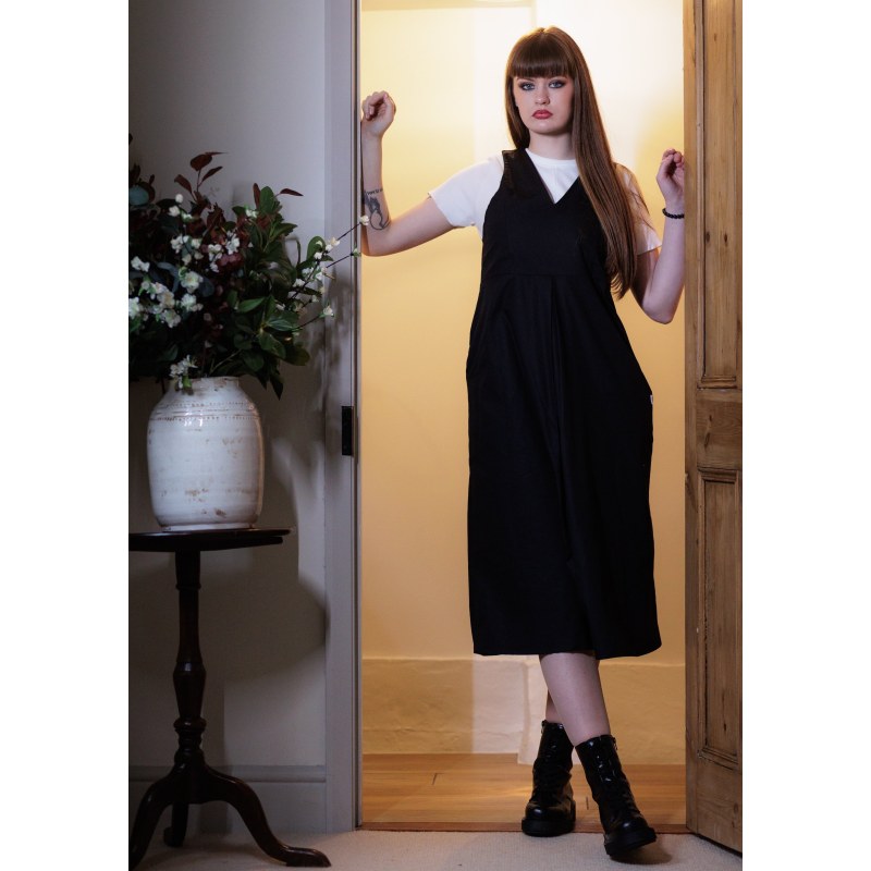 Cariad Midi Pinafore Dress Sleeveless With Pockets Frock Tales