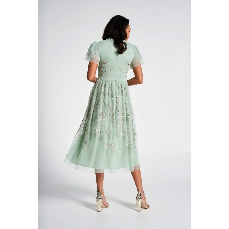 Thumbnail of Carissa Floral Embellished Midi Dress - Green image