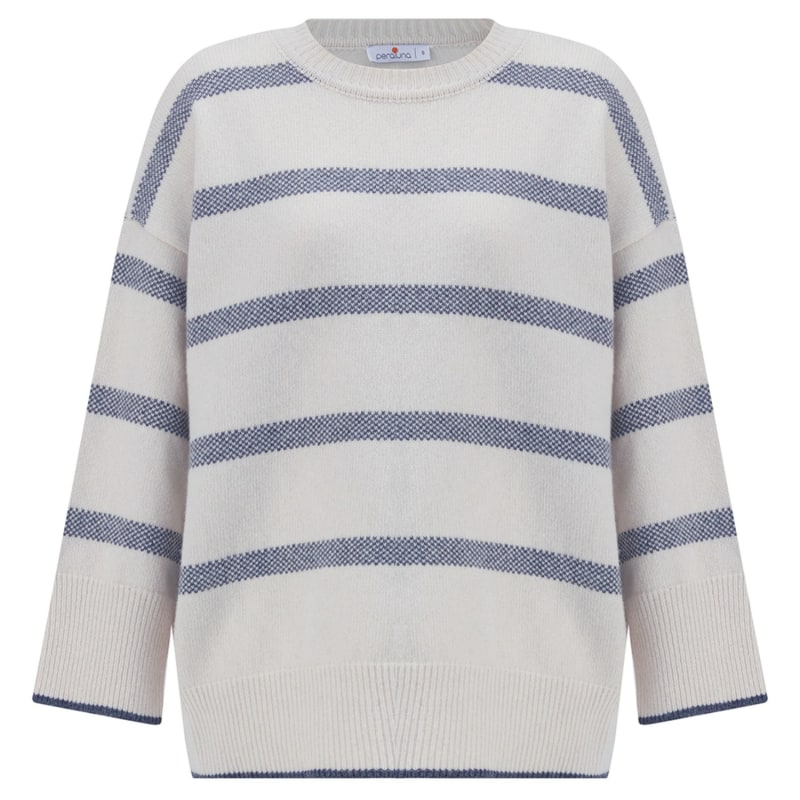 Thumbnail of Carla Striped Loose Fit Pullover In Ecru/Grey image