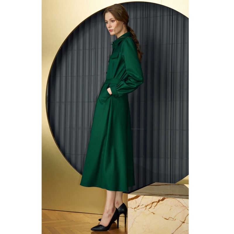 Thumbnail of Carlotta Midi Shirt Dress In Green image