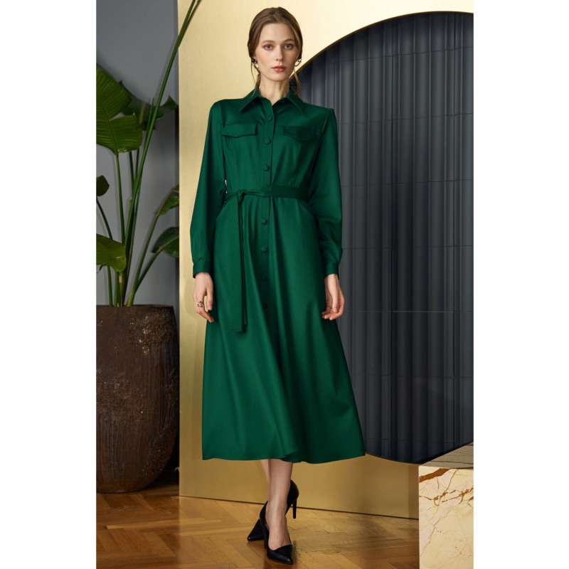 Thumbnail of Carlotta Midi Shirt Dress In Green image