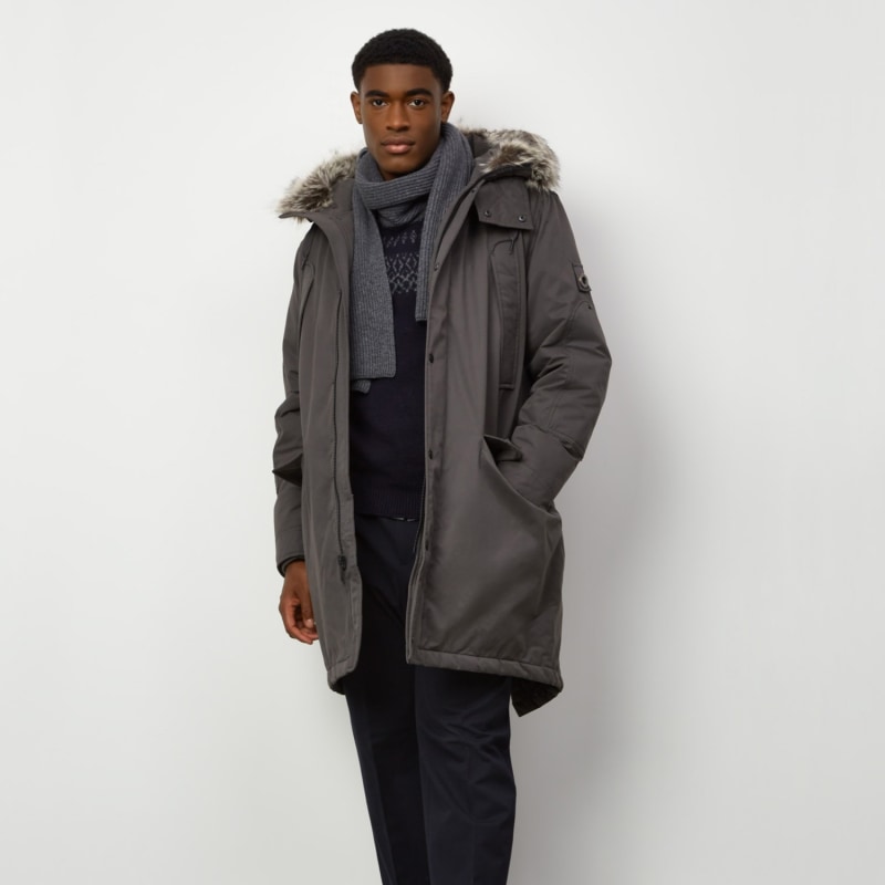 Carnaby Faux Fur Parka Charcoal Grey by Parka London