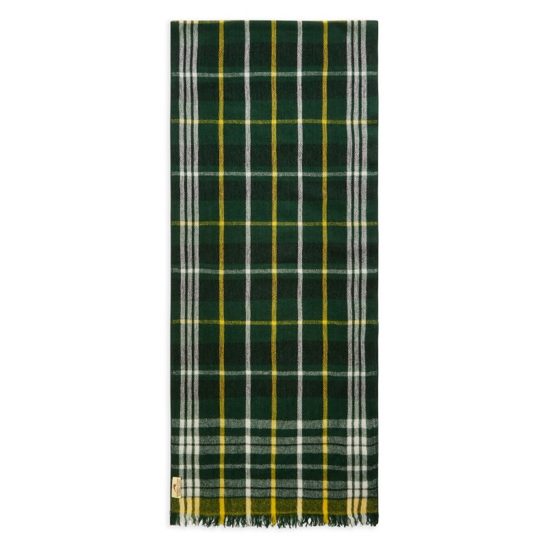 Wool and Cashmere Scarf Green Tartan