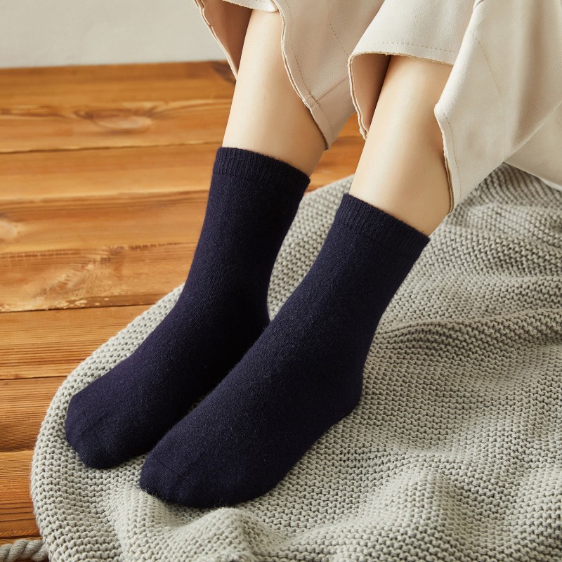 Thumbnail of Cashmere Quarter-Length Socks Set Of Two - Meditating Lamb Collection In Midnight Blue image