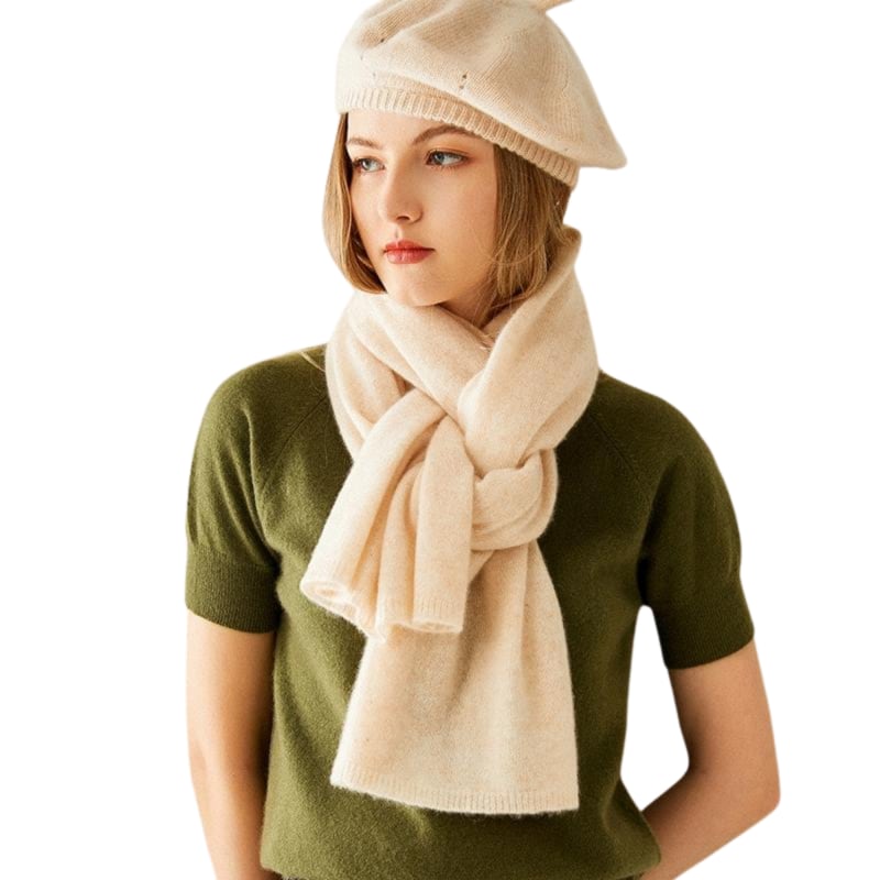 Thumbnail of Cashmere Rib Trim Scarf - Cream image