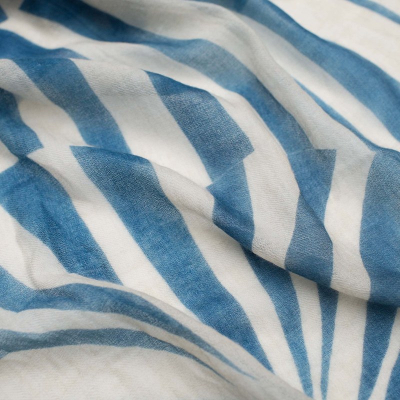 Thumbnail of Luxurious Cashmere Wrap Shawl In Blossom Indigo Screen Print image