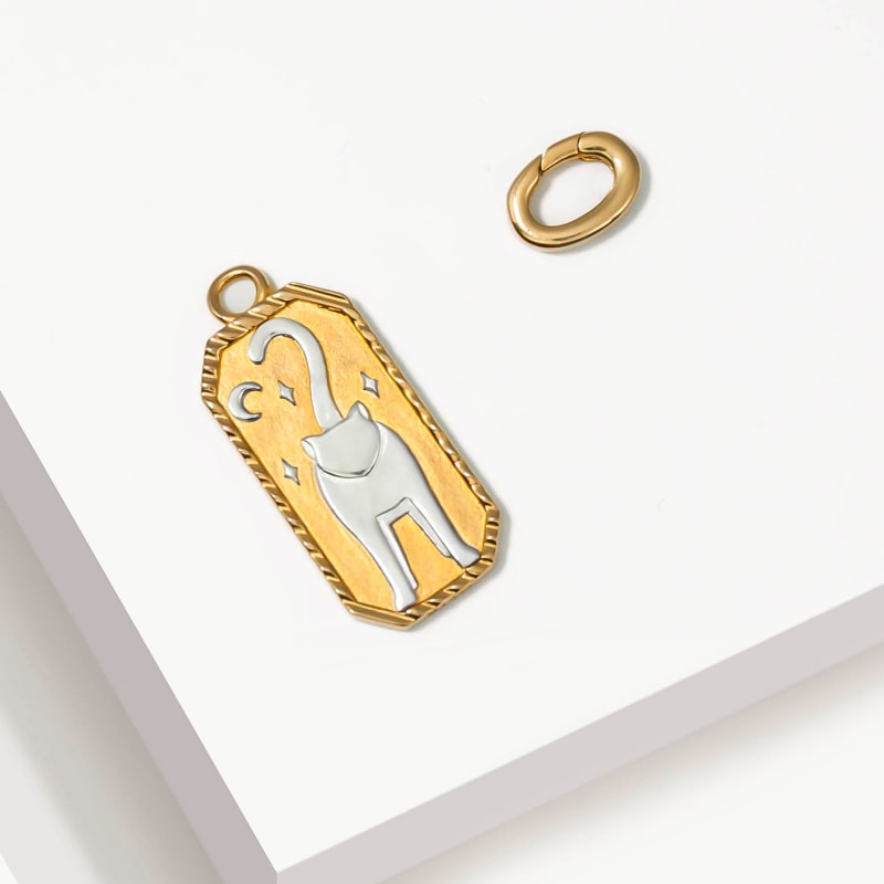 Thumbnail of Meowdy Cat Mood Pendant in Gold and Silver image