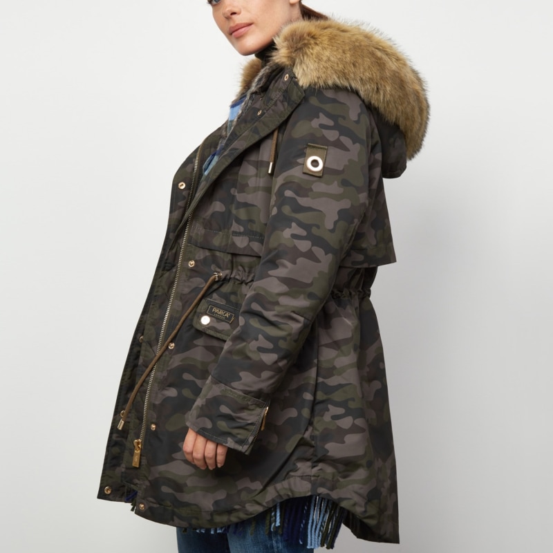 Camo Print Faux Fur Lined Parka