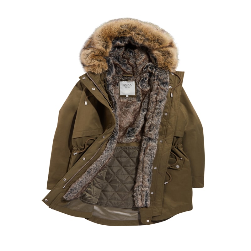 Green fur parka online