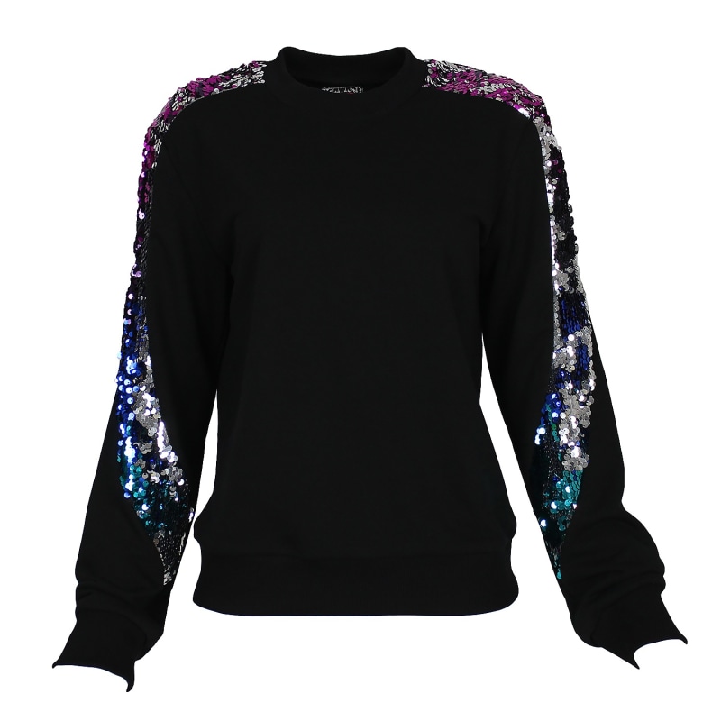 Thumbnail of Black Sweatshirt With Double-Sided Multicolor Sequined Sleeves image