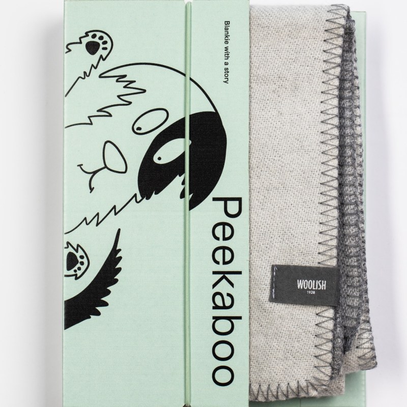 Thumbnail of Peekaboo Doggy Merino Baby Blanket Grey image