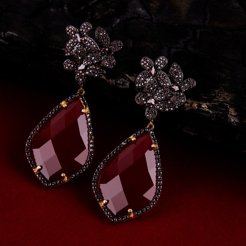 Thumbnail of Flowers Teardrop Carnelian Chocolate Cz Rosegold image