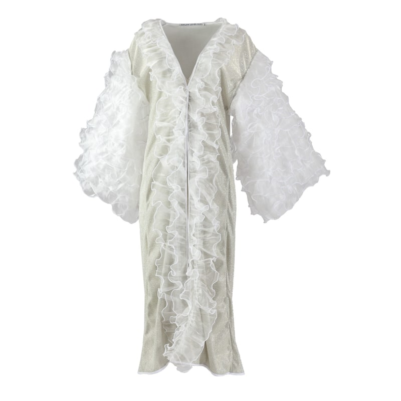 Thumbnail of Bijou - Silver Shimmery Lurex Robe With White Frilly Chiffon image