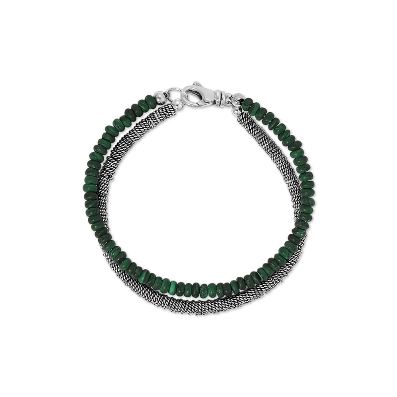 Thumbnail of Hvar Sterling Silver and Malachite Beaded Double Bracelet image