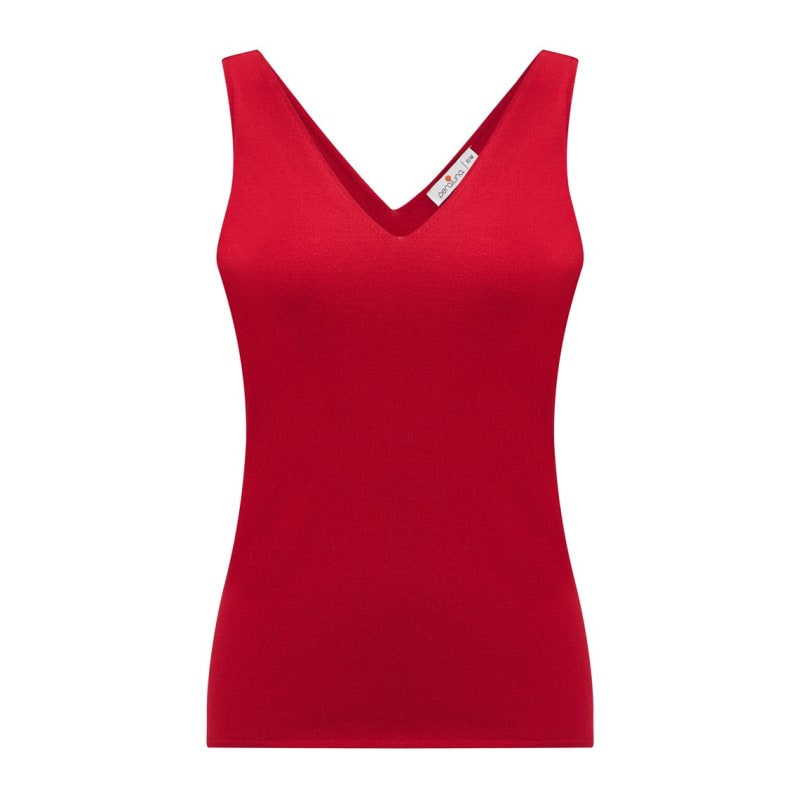 Fine Knitted Sleeveless Top Red