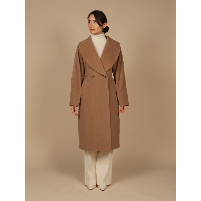 Thumbnail of 'Hepburn' 100% Italian Virgin Wool & Cashmere Coat In Marrone image