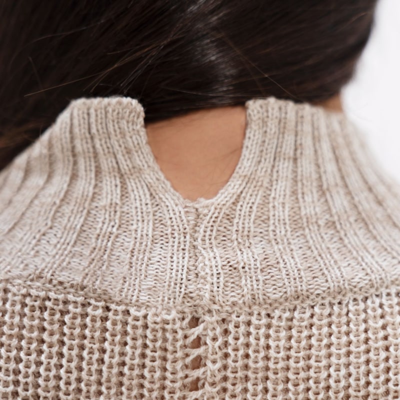 Ottawa - Hand Knitted Wool High Neck Sweater - Sand Marl | 1 Ottawa - Hand Knitted Wool High Neck Sweater - Sand Marl | 1