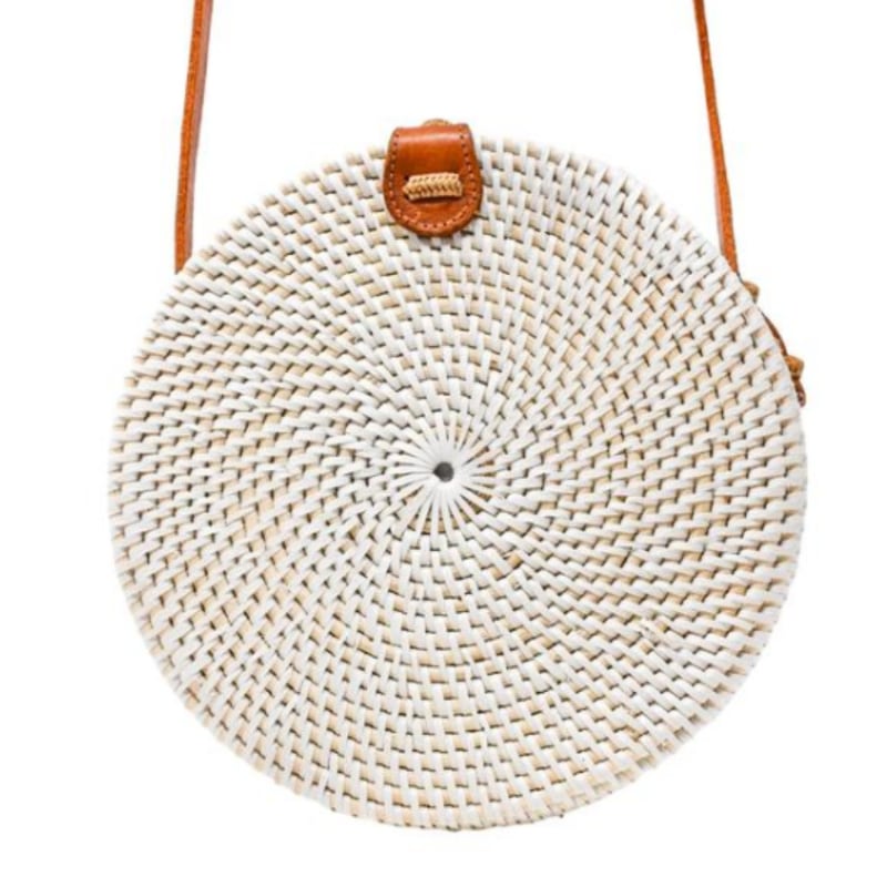 Thumbnail of White Rattan Camilla Bag - Palm Leaf image