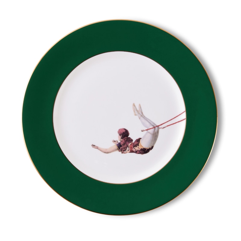 Thumbnail of Trapeze Girl Forest Green Dinner Plate image