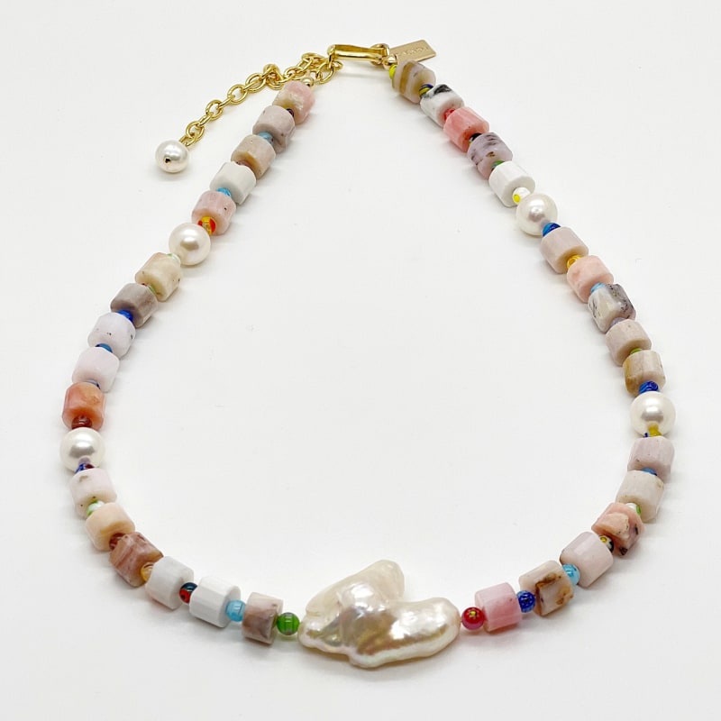 Thumbnail of Millefiori Pink Opal & Necklace image