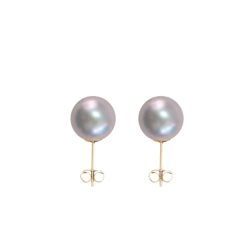 Thumbnail of Large Grey Pearl Studs Earrings - Solid 9ct Gold image