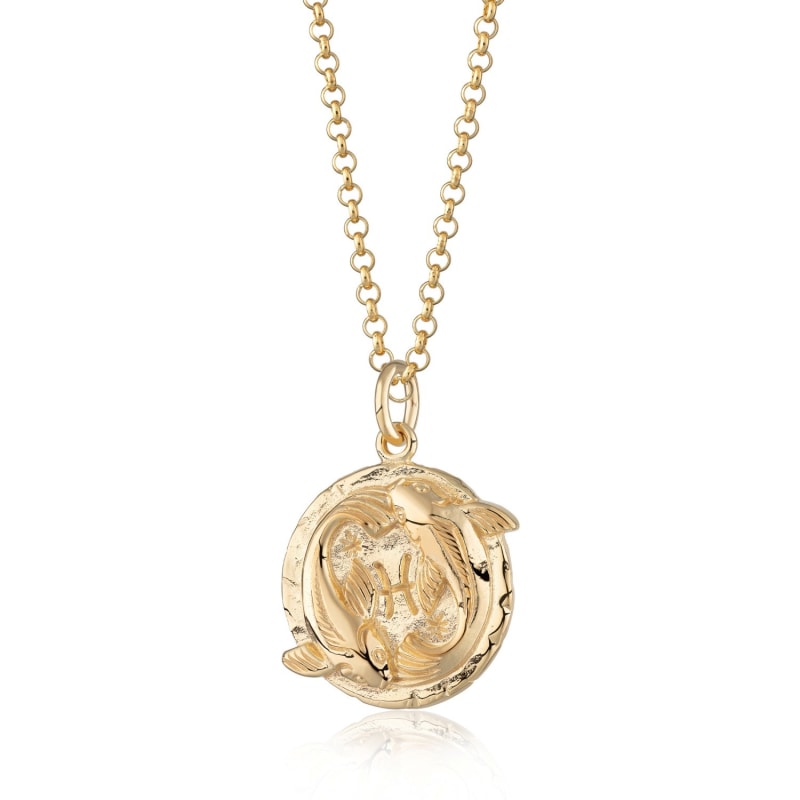 Thumbnail of Gold Pisces Zodiac Necklace image