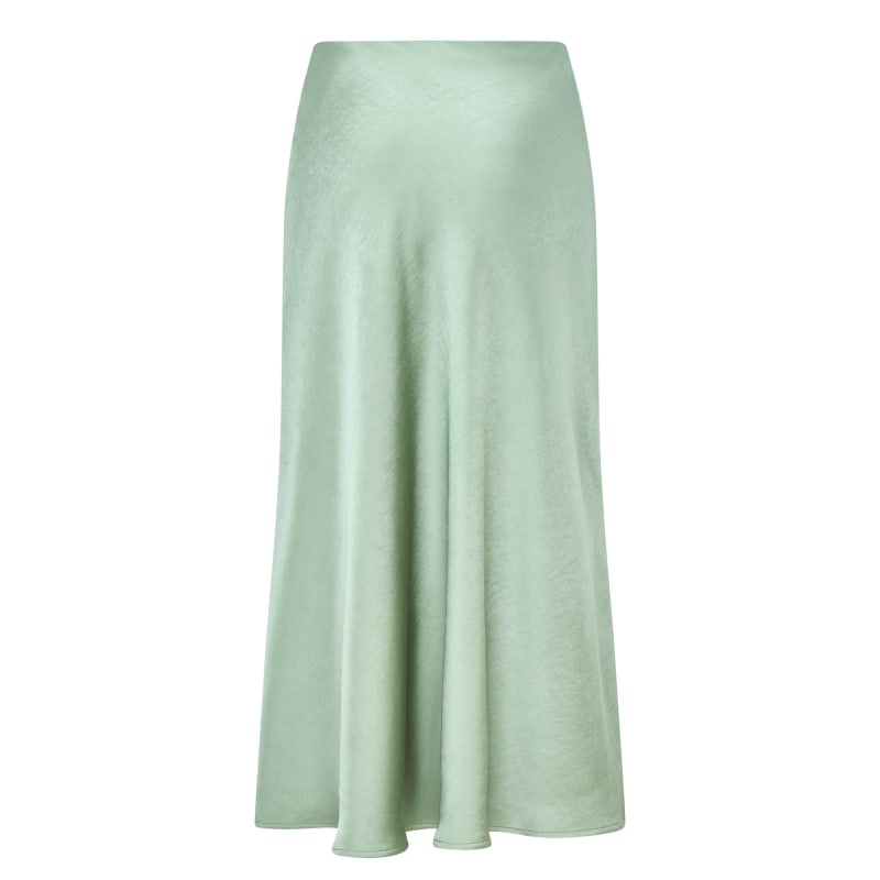 Thumbnail of Celeste Bias Cut Sage Green Satin Skirt image