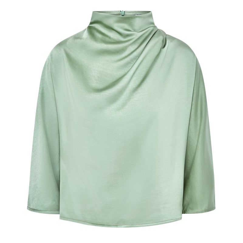 Thumbnail of Celeste Cowl Neck Sage Green Satin Top image