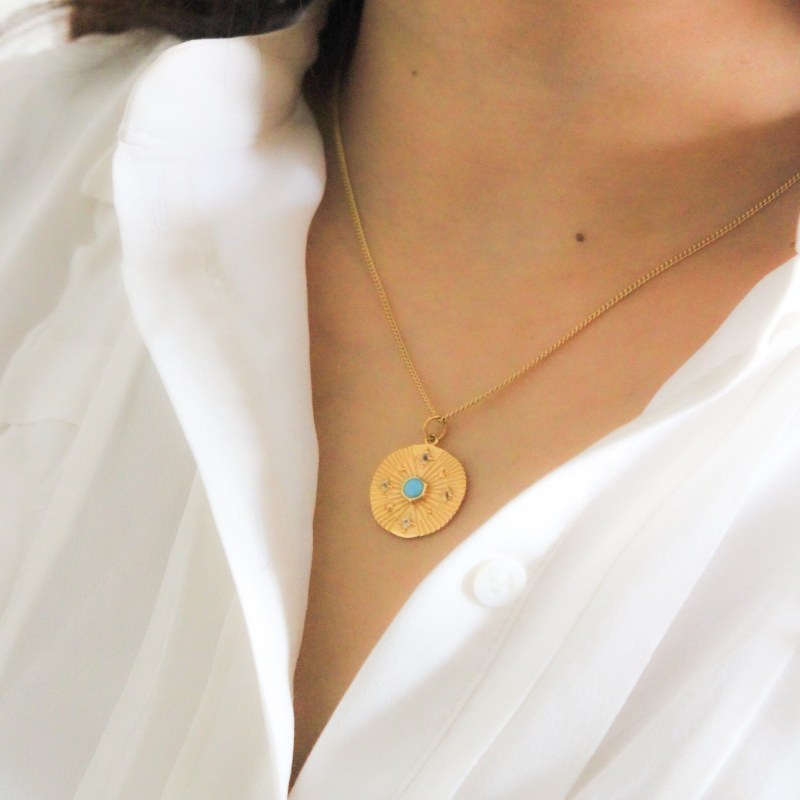 Thumbnail of Celestial Coin Necklace -Turquoise image