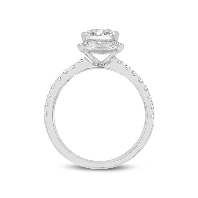 Thumbnail of Certified Lab Grown Pear Shape Halo Diamond Ring In White Gold image