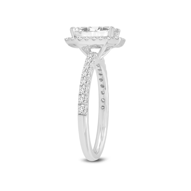 Thumbnail of Certified Lab Grown Radiant Cut Halo Diamond Ring In White Gold image