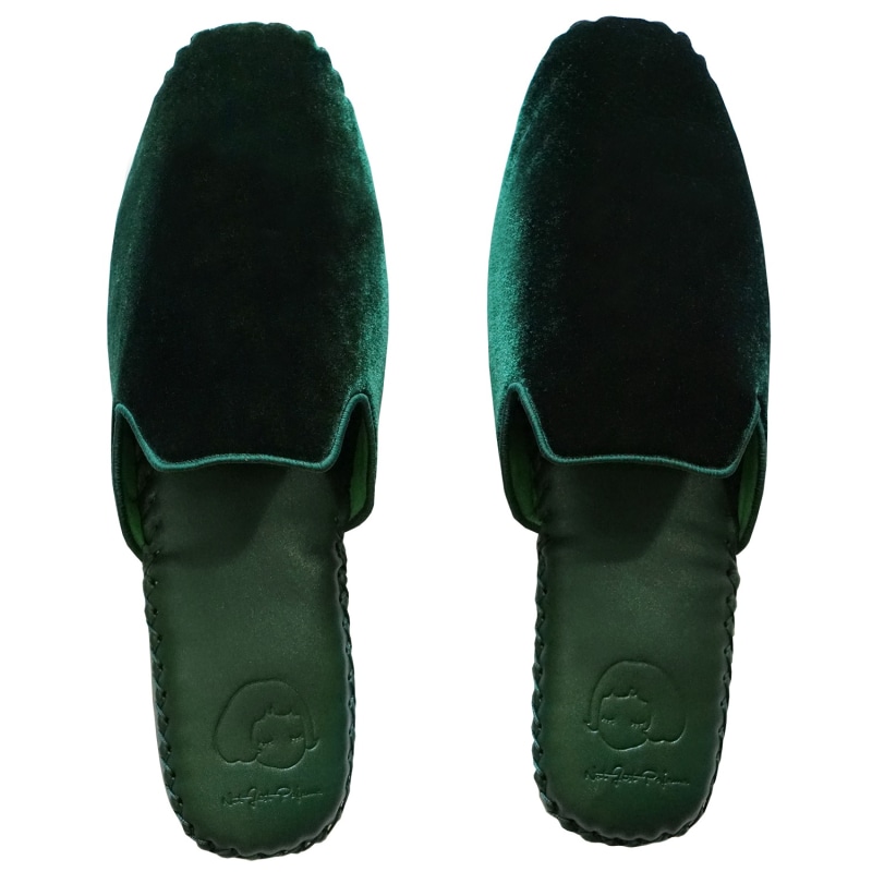 Thumbnail of Men Classic Handmade Slippers - Green Without Tassels image