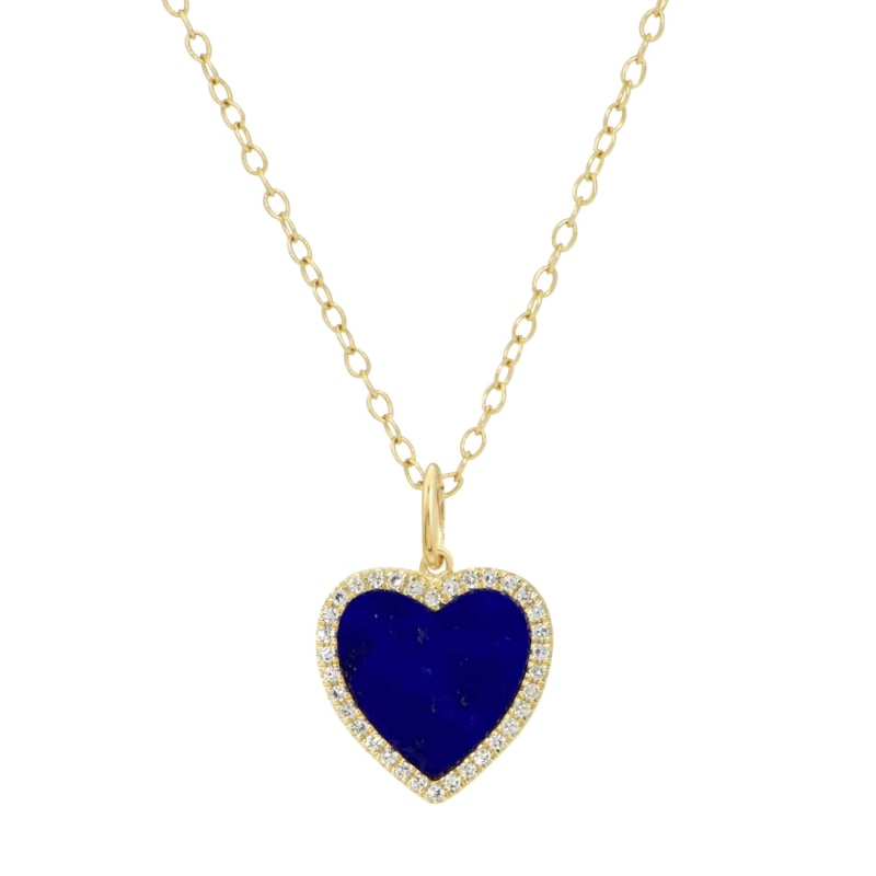 Thumbnail of Blue Lapis Heart Necklace With Diamonds image