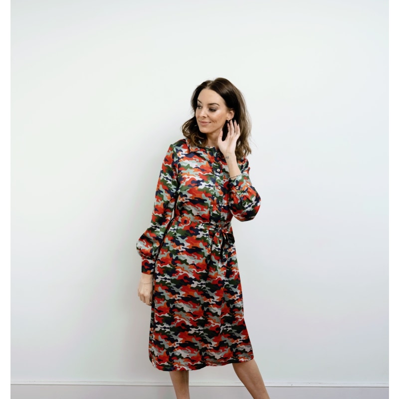 Thumbnail of Elama Spritz Camouflage Print Long Sleeve Shirt Dress image