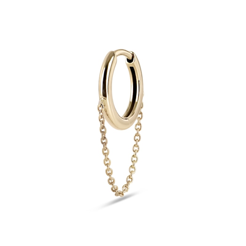 Thumbnail of Chain Hinge Huggie Hoop Earring 9k Gold image