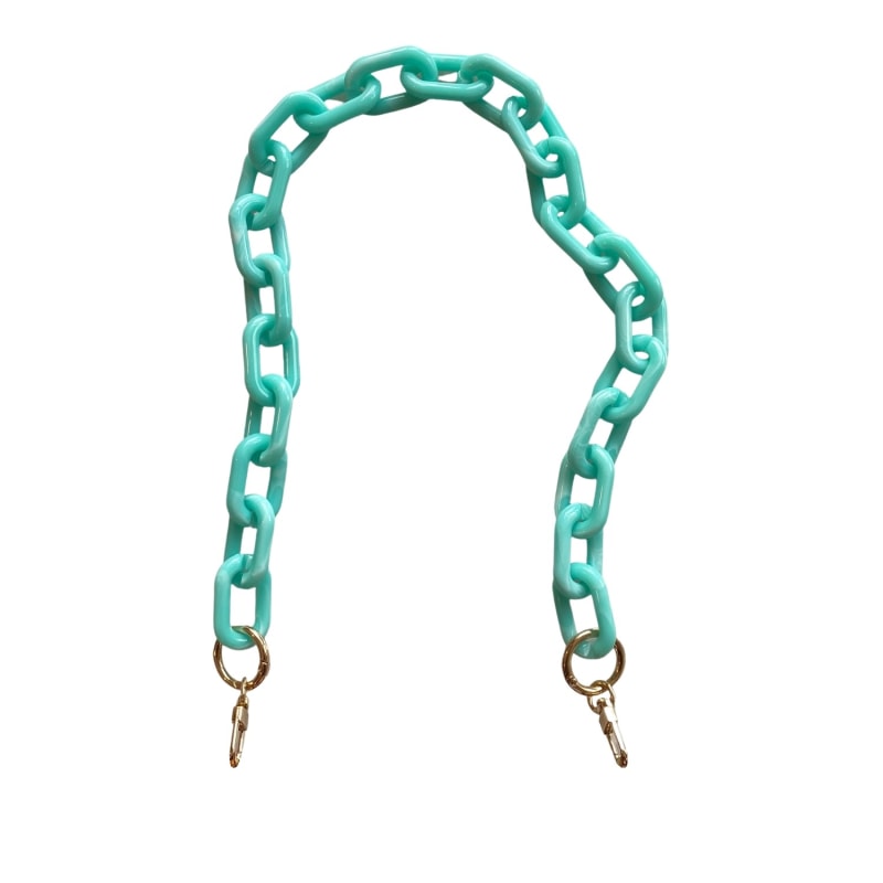 Chain Link Short Acrylic Purse Strap In Aquamarine, CLOSET REHAB