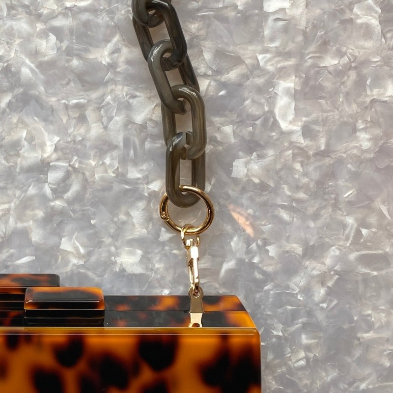 Chain Link Short Acrylic Purse Strap In Charcoal CLOSET REHAB