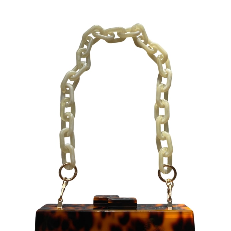 Chain Link Short Acrylic Purse Strap In Neon Yellow